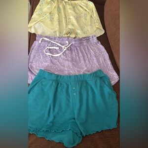 Women's Floral and Solid Pajama Shorts Set